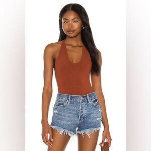 NWT Free People Speed Dial Terra Cotta Bodysuit Bodycon Shaping Trendy Chic